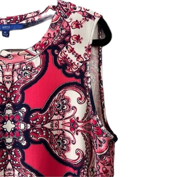 APT 9. Short Sleeve Paisley Geometric Print Size‎ XL Pocket Dress - Picture 3 of 5
